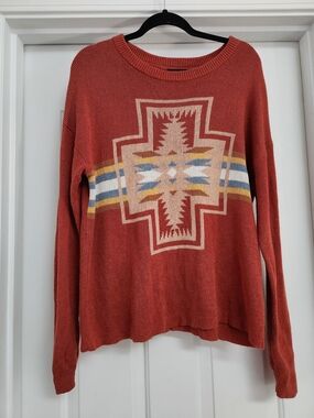 Pendleton Coral Red Striped Knit Sweater